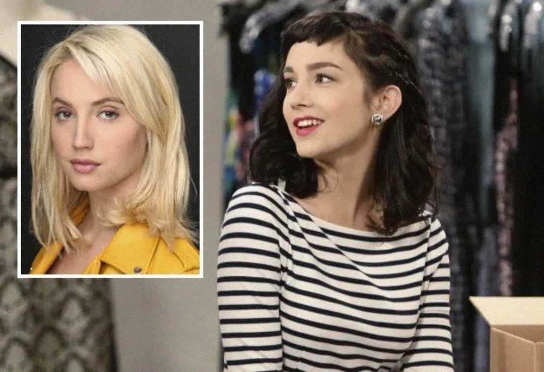 A woman with short dark hair in a striped shirt smiles and looks to the side, sitting indoors. An inset shows a blonde woman in a yellow jacket looking at the camera with a neutral expression.