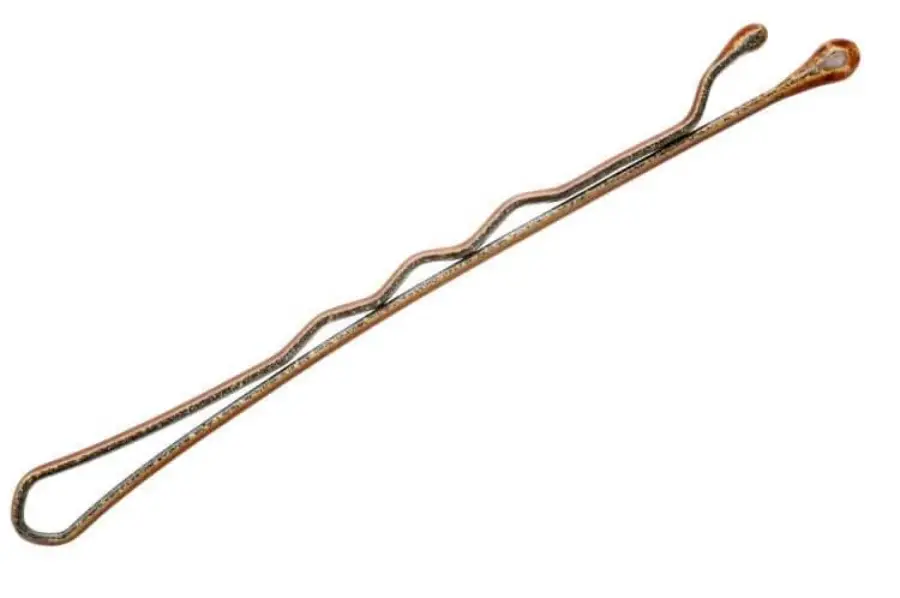 A single metallic bobby pin with a wavy side and a straight side, designed for securing hair in place. The pin is photographed against a white background.