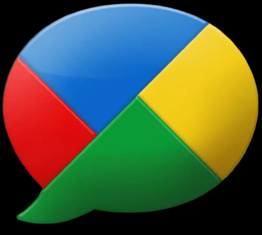 A speech bubble divided into four sections, colored blue, red, yellow, and green, forming the logo of Google Buzz on a black background.