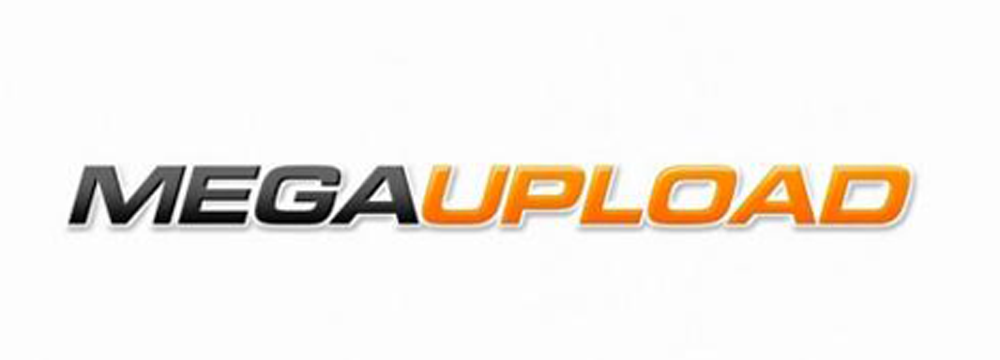 The word “MEGAUPLOAD” in bold, black and orange gradient letters on a white background.