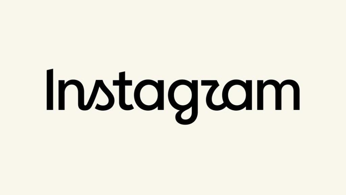 The image shows the word “Instagram” in a bold, black, modern font on a light beige background.
