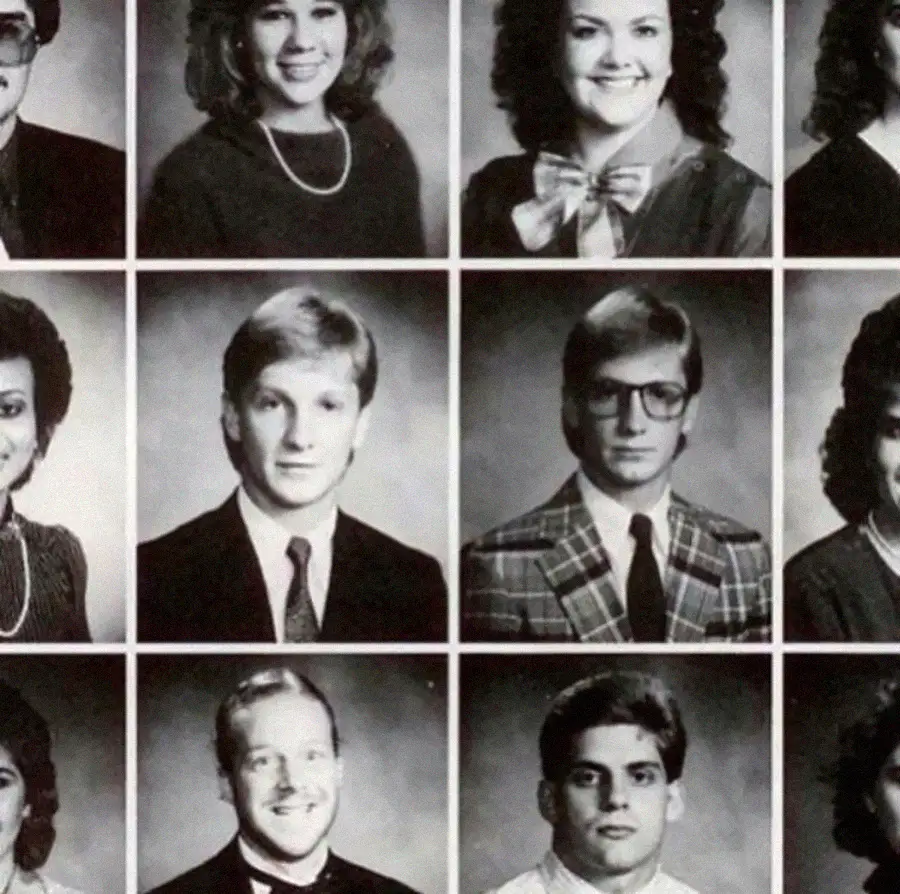 Black and white yearbook page showing headshots of six women and four men in formal attire, most smiling, arranged in a four-by-three grid.