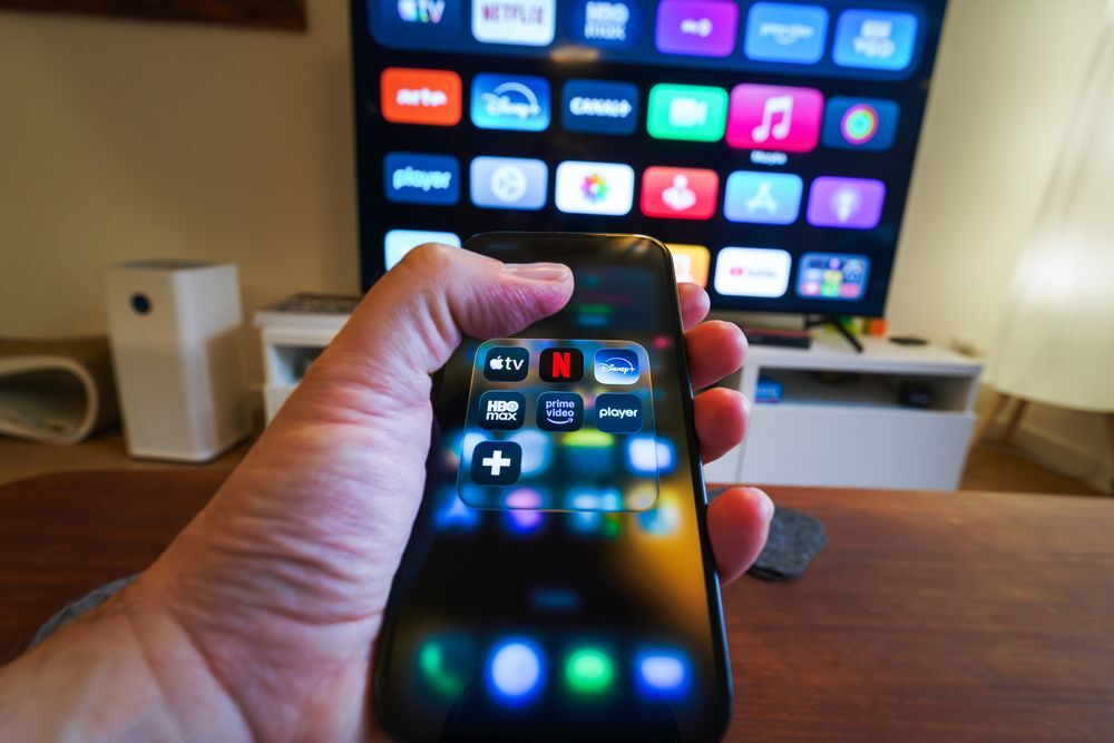 Streaming apps on a phone and television