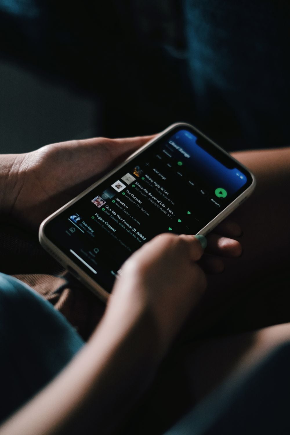 Music streaming playlist on a phone