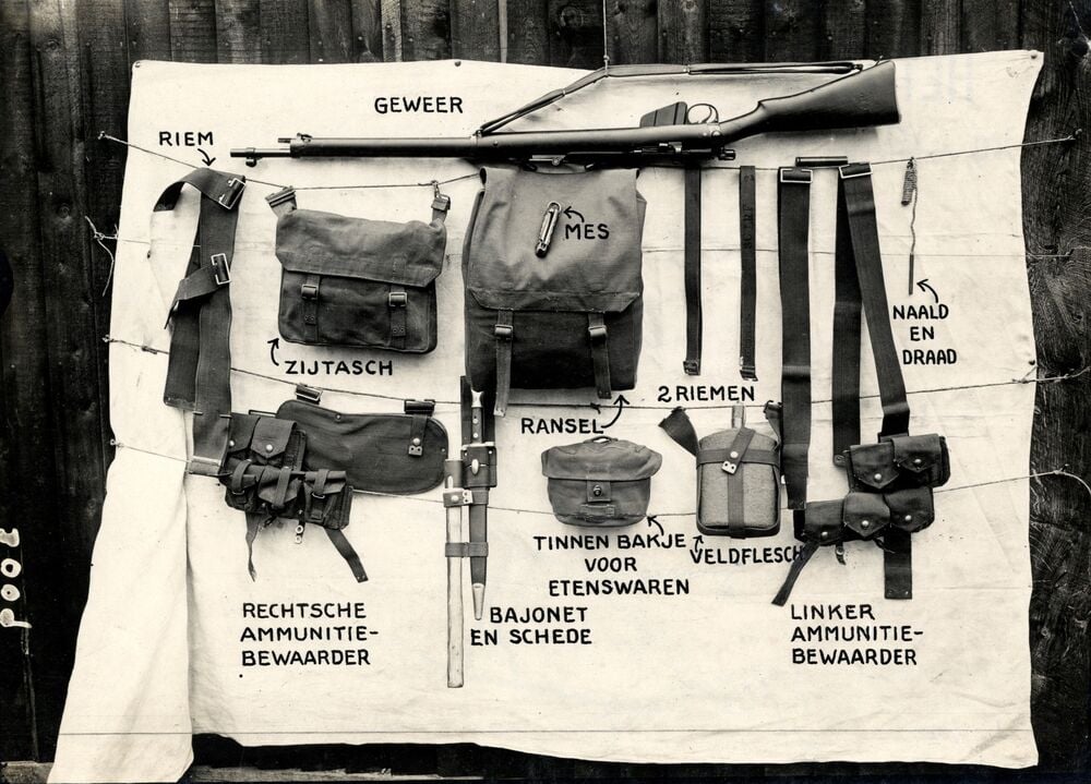 World War I soldier equipment and ammunition