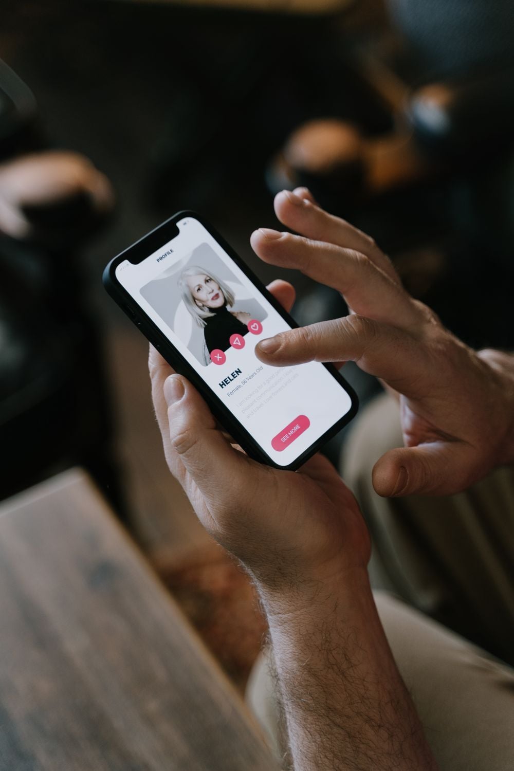 Dating app profile on a phone