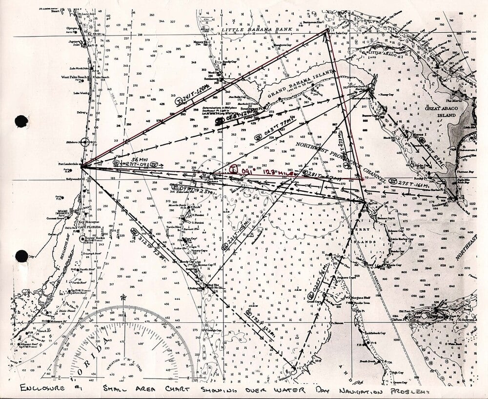 Flight 19 navigation-problem chart.