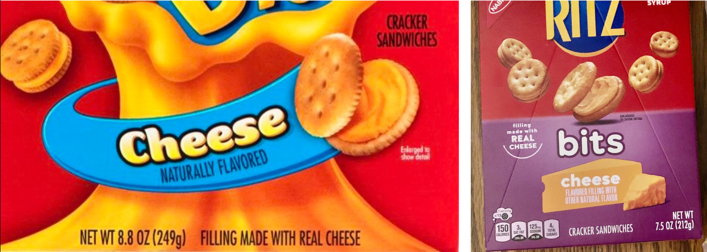 Two boxes of Ritz Bits Cheese cracker sandwiches.