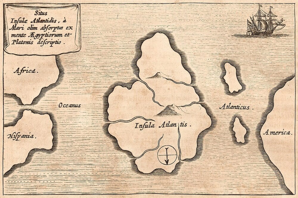 Historic map depicting Atlantis.