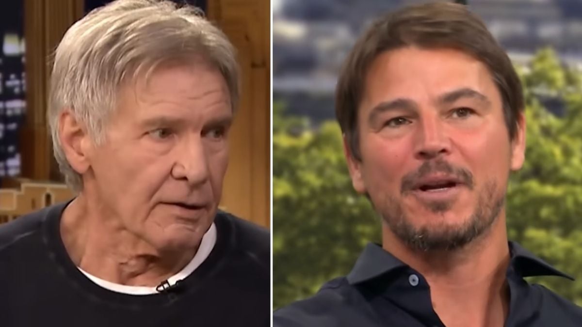Two men are shown side by side; one has gray hair and wears a black shirt, and the other has short brown hair, a trimmed beard, and a dark shirt, both in interview settings.