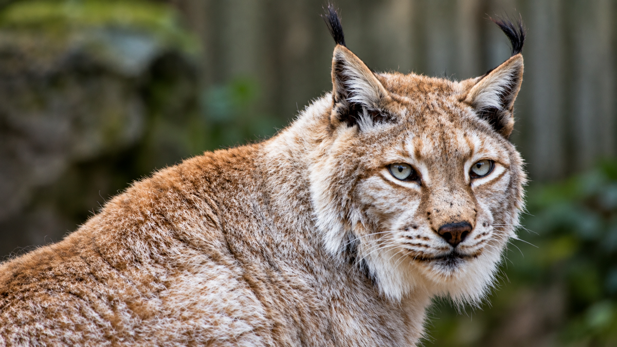 A lynx with tufted ears looking toward the camera.