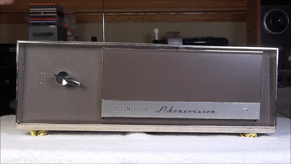 Vintage Zenith Phonevision television converter box with a selector switch for TV and PV settings.