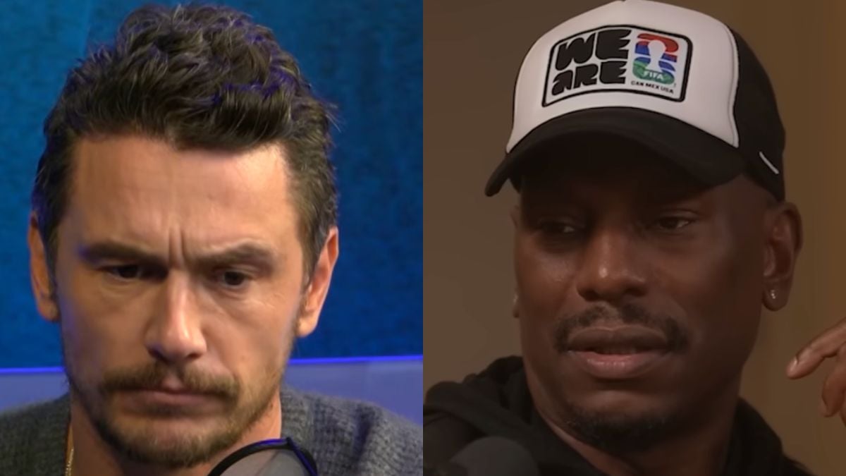 Two men are shown side by side. The man on the left has short, wavy hair, facial hair, and is looking down with a serious expression. The man on the right wears a cap and looks emotional, gazing to the side.