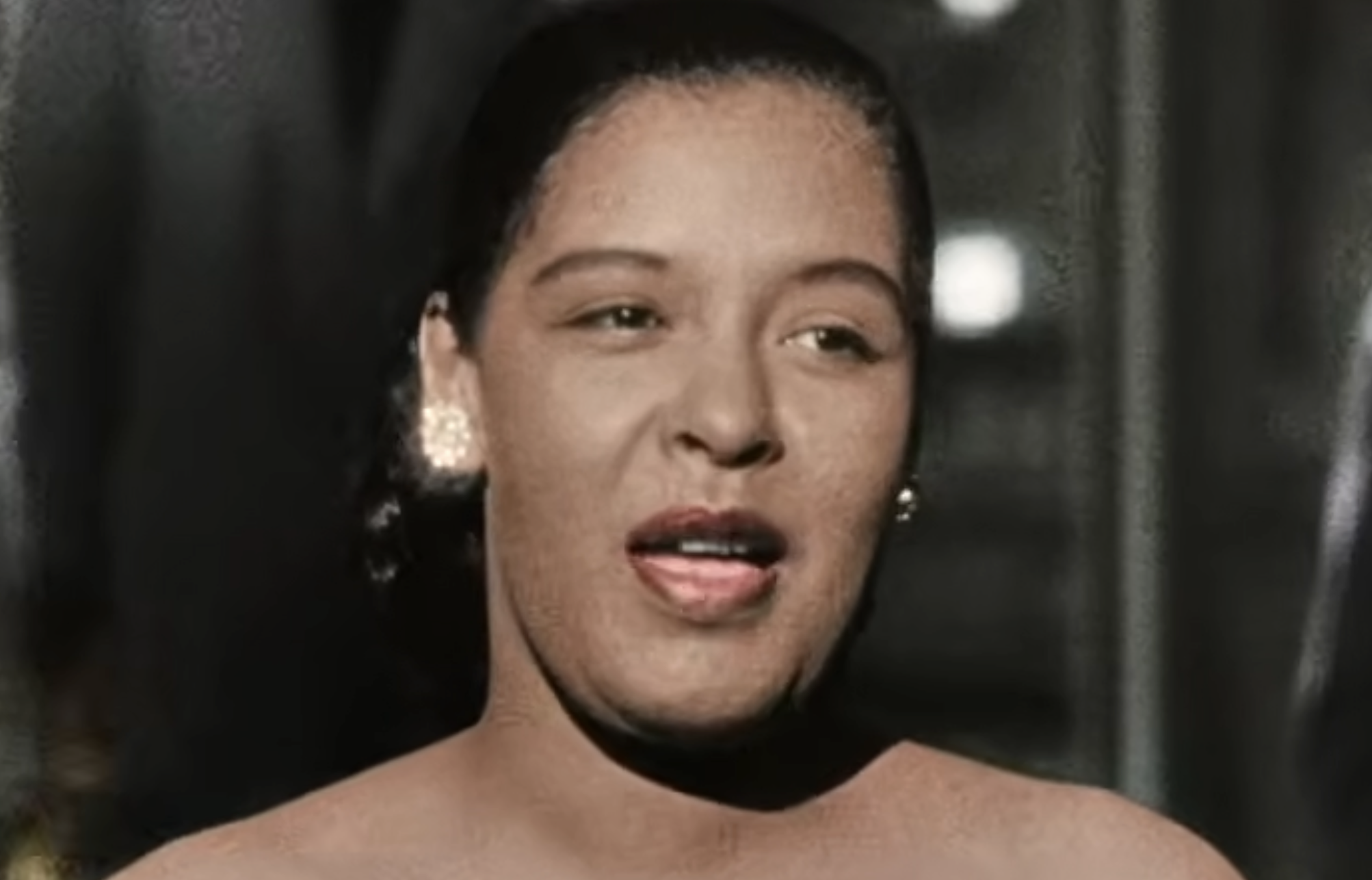 Portrait of singer Billie Holiday.